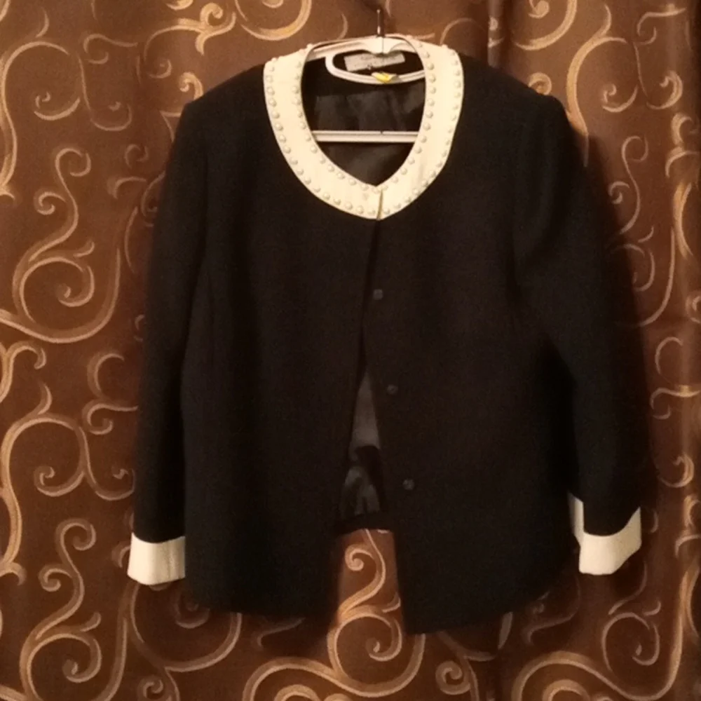 Women's Dress jacket 💙 AND WHITE BY TAHARI Arther S Le Vine Pearl Beaded - Picture 3 of 7